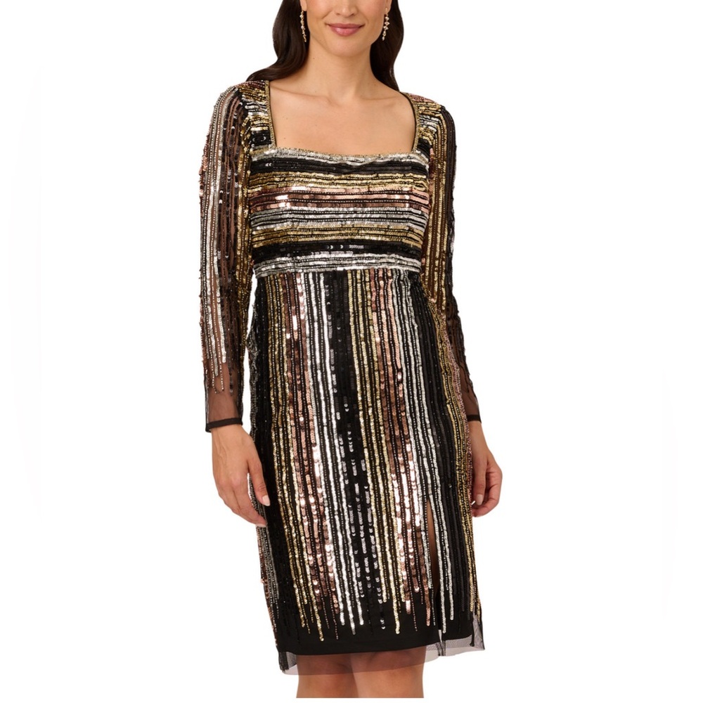 Adrianna papell Women's Sequined Cutout-Back Dress NWT